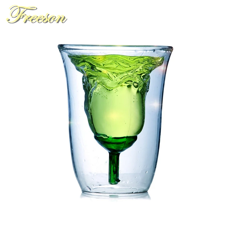 Романтическая стеклянная кружка для влюбленных из роз 130 мл бокал вина