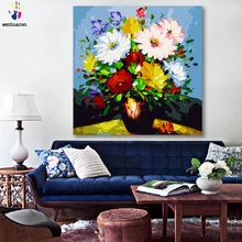 DIY цвета картины по номерам с цветами Freehand Картина Рисунок Живопись по номерам Обрамленный дом