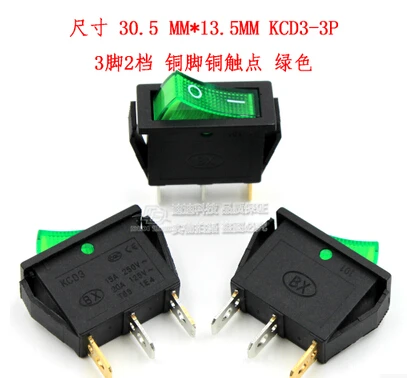 Shippinp Libero 10 Pz 3 Pin Spst Neon Light On/Off Rocker Switch Ac 250 V/10A 125 V/15A Verde