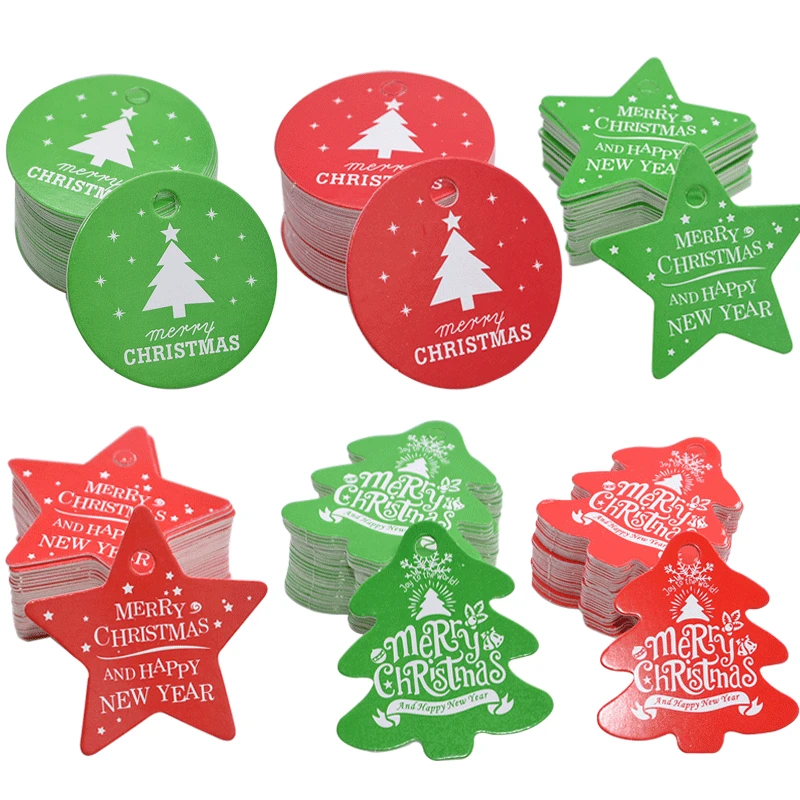 

Multi Style Christmas Tags Paper Label For Christmas Family Party Deco DIY Crafts Hang Tag Xmas Gift Candy Bag Wrapping Supplies