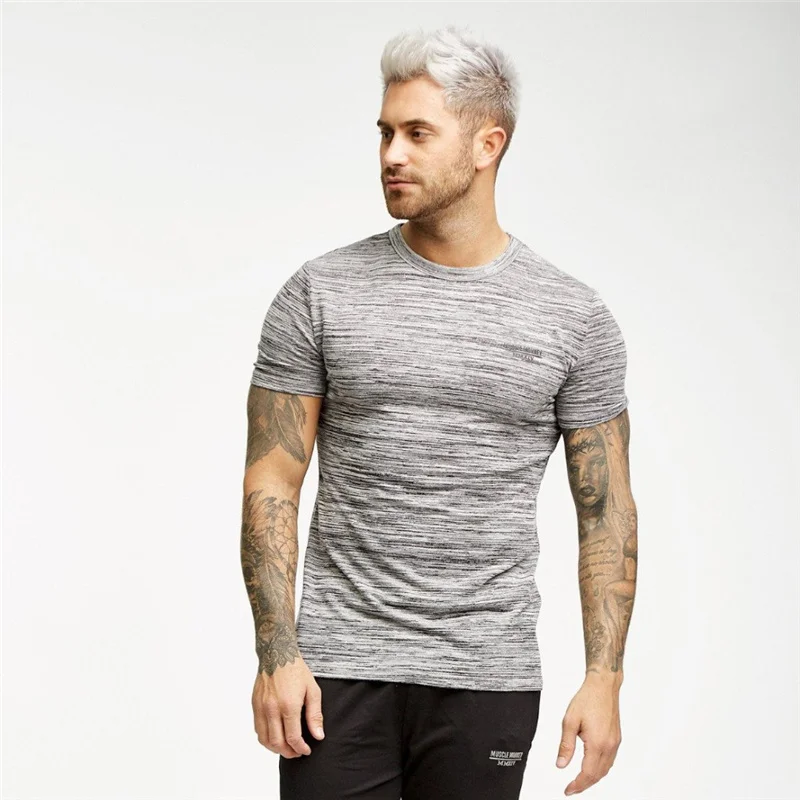 Summer Men Gym Tight T shirt Male (6)