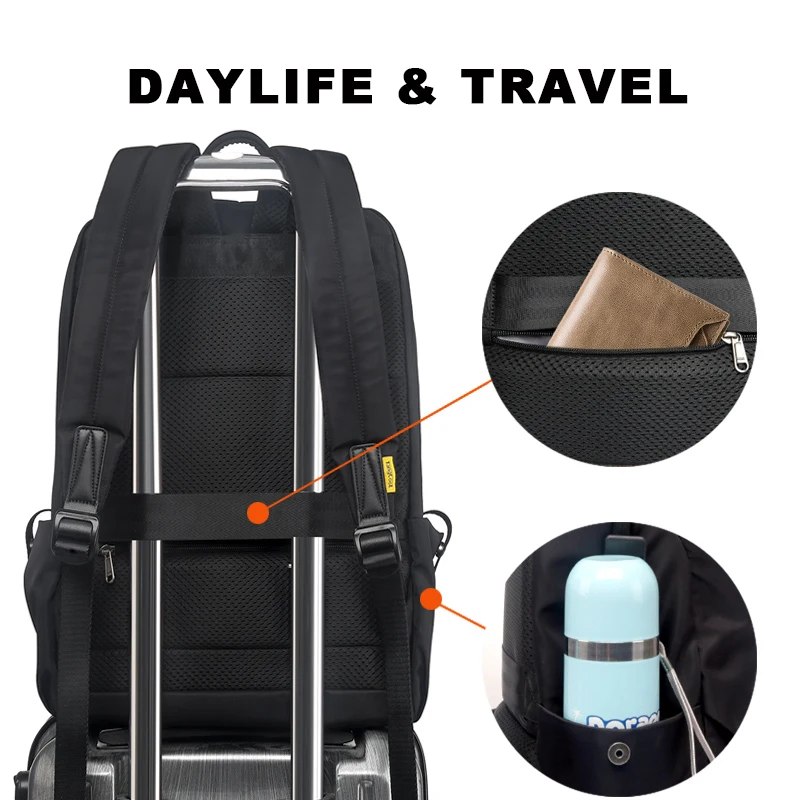 Tangcool de los hombres de moda Mochila portátil de 15 pulgadas Mochila hombres de viaje impermeable Mochila al aire libre de la escuela adolescente Mochila