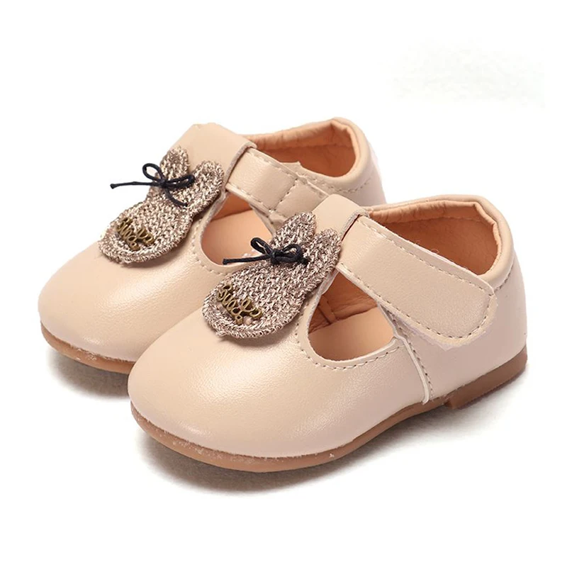 COZULMA Spring Baby Girl Lovely Rhinestone Rabbit Casual Shoes Toddler Baby Kids Party T-Strap Flat New Shoes Enfants Size 15-25