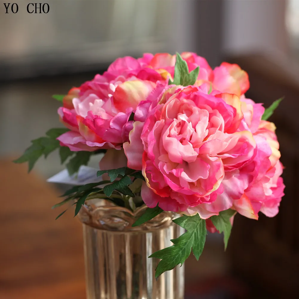 

Big 1 bouquet 5 heads artificial silk peony bouquet wedding decoration mariage roses party Christmas home decoration accessories