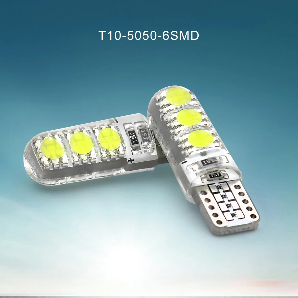 Из 2 предметов автомобиля светодиодный T10 лампы 12V 5050 6 SMD белый Силиконовый W5W 194 парка светильник багажник авто светильник s укрыты внутренной сводной чтение дверь лампа