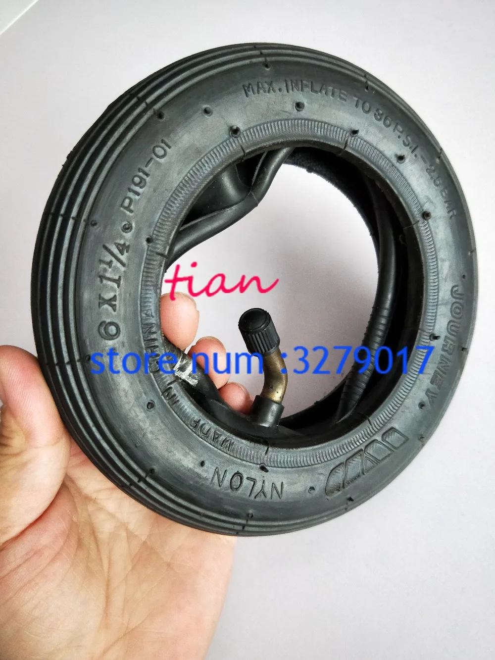 

6X1 1/4 Tire with Inner Tube fits many gas electric scooters and e-Bike 6 inch A-Folding Bike 6 X 11/4 tyre