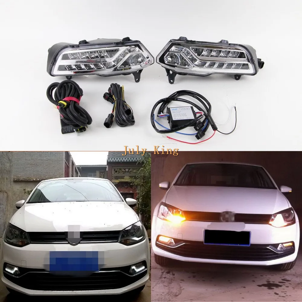 July King LED Daytime Running Lights Case for Volkswagen Polo 2014-18 Fog Lamp Version, LED DRL+ Fog Lamp + Yellow Turn Signals July King LED Daytime Running Lights Case for Volkswagen Polo 2014-18 Fog Lamp Version, LED DRL+ Fog Lamp + Yellow Turn Signals