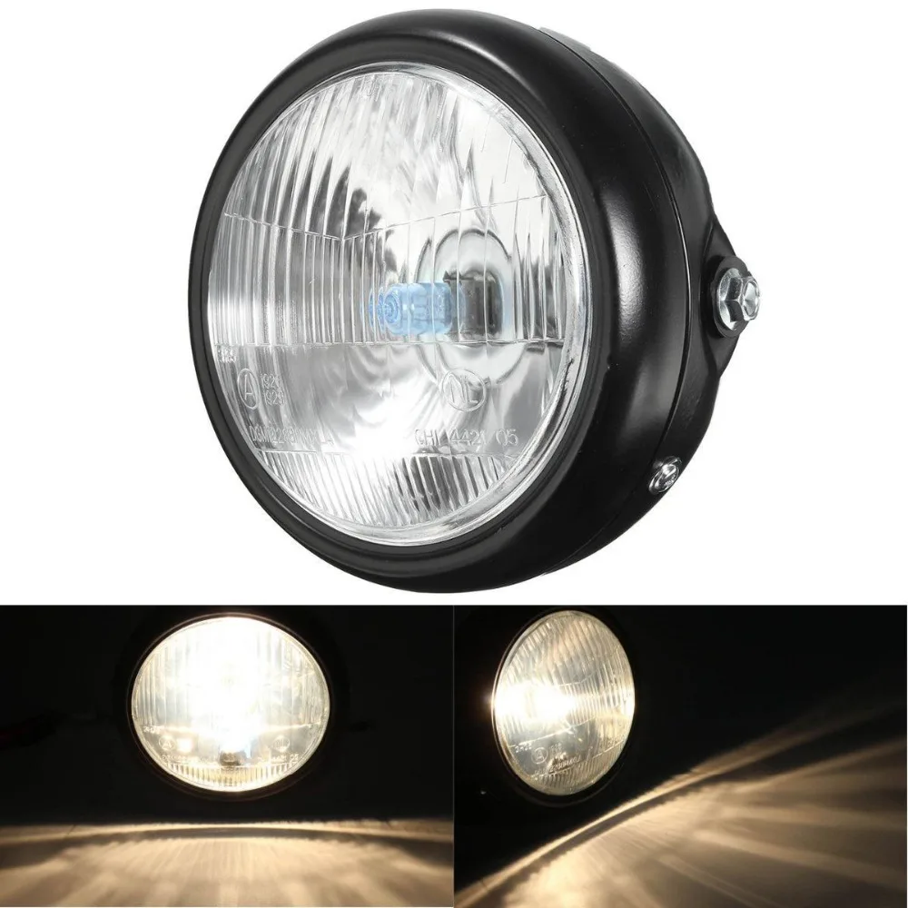 

NEW Motorcycle Retro Black Metal Grid 35W Halogen Front Headlight Lamp Kit Fits For CG125 GN125 For Harley Cafe Racer Honda