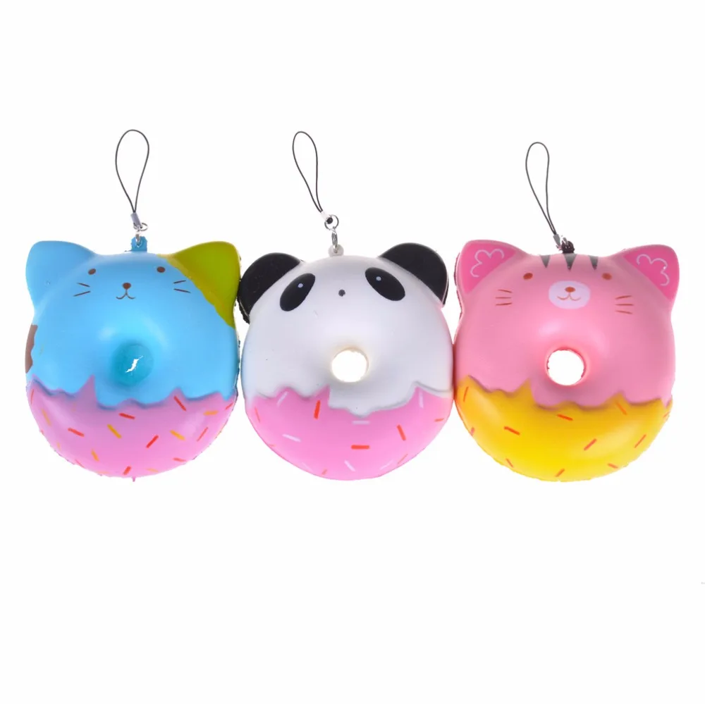 Mskwee jumbo постепенно возвращающий форму мягкие и милые панда/Китти пончики мягкие для сжатия игрушки милая Подвеска для телефона хлеб торт