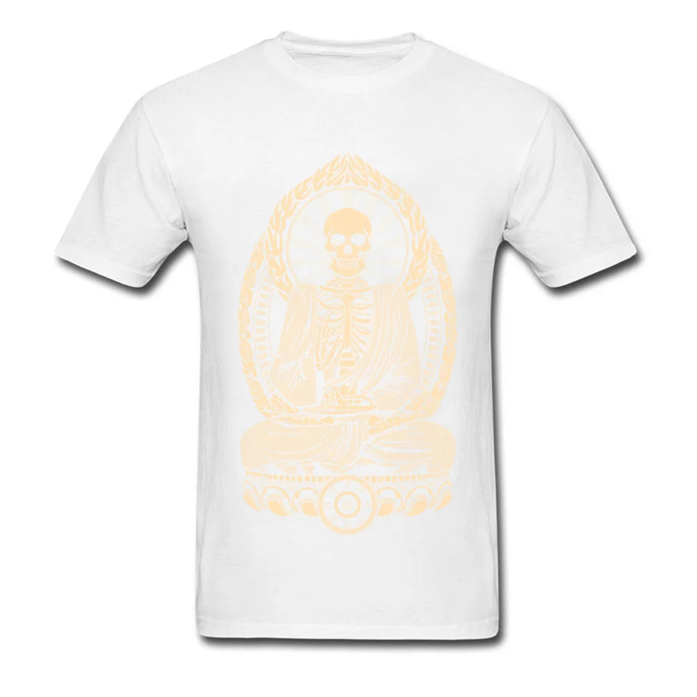 Short Sleeve Tops Shirt Round Neck Cotton Student Top T-shirts Starving Buddha Skeleton Aged Geek Tee-Shirts Family Starving Buddha Skeleton Aged white