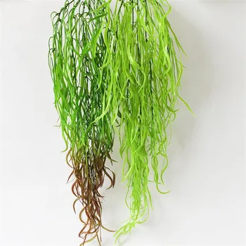 

HOT Fake Wicker Wall Hanging (5 stems/piece) Simulation Green Plant Dragon Grass Chlorophytum for Wedding Home Decorative Plants