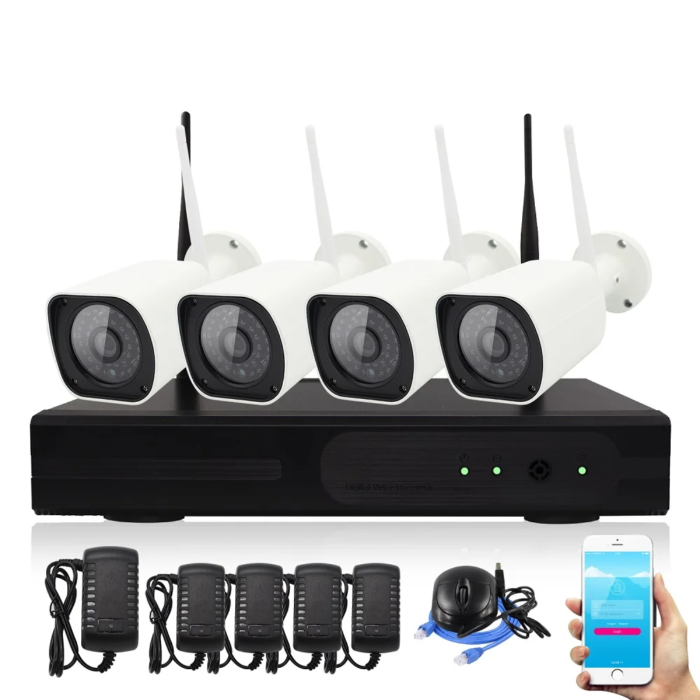 4 шт. 1080 P Беспроводной IP Камера Водонепроницаемый ИК Ночное видение WI-FI 4CH NVR