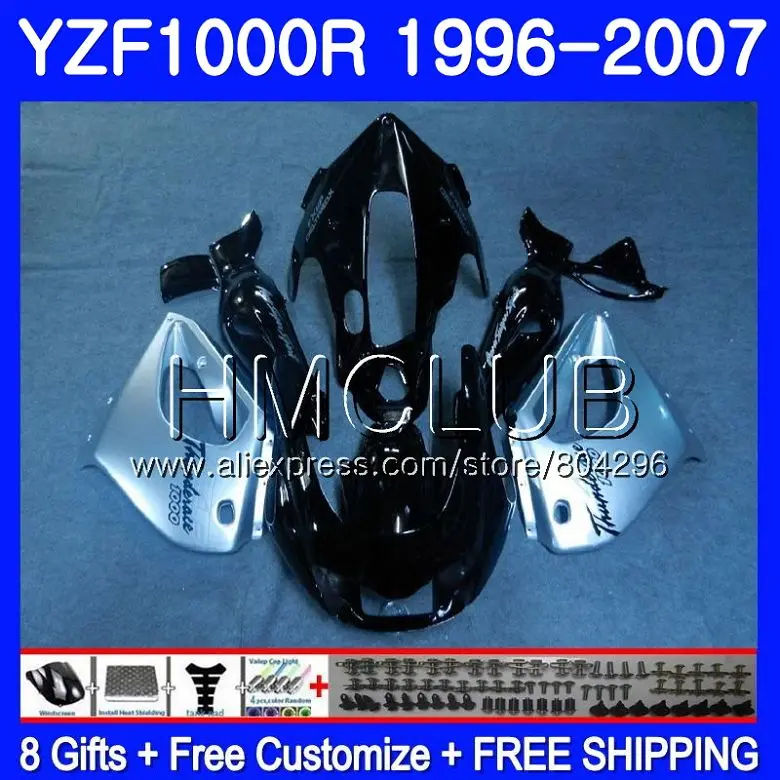 

Thunderace For YAMAHA YZF1000R 96 97 98 99 00 01 104HM.1 YZF-1000R YZF 1000R 1996 1997 1998 1999 2000 2001 Black silver Fairings
