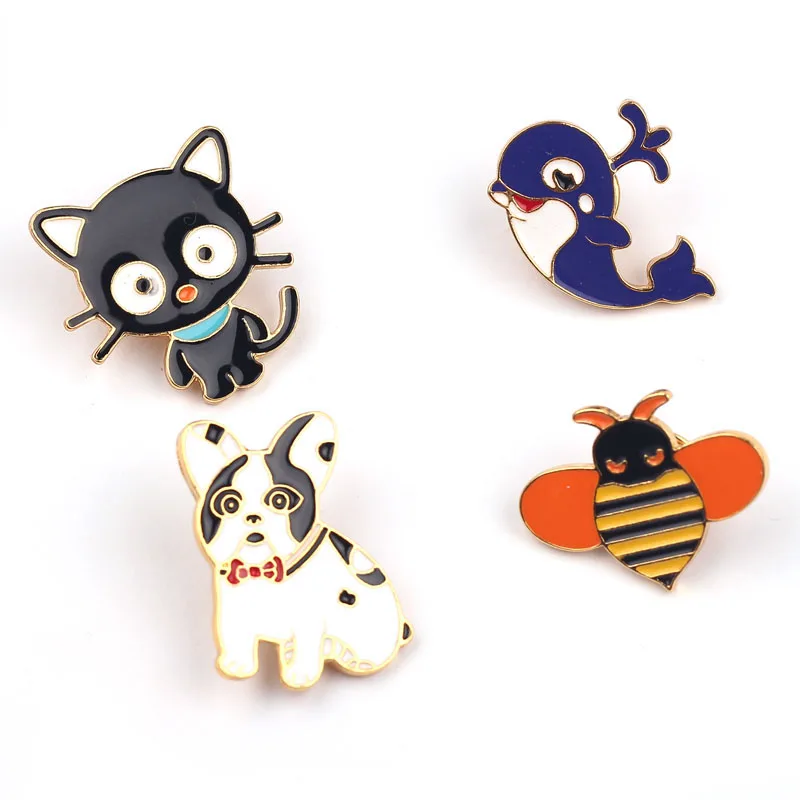 

Cute Cartoon Broches Women Accessories Cat Dolphin Dog Bee Badge Pin Bright and Beautiful Color Enamel Pin Boy Hijab Pins