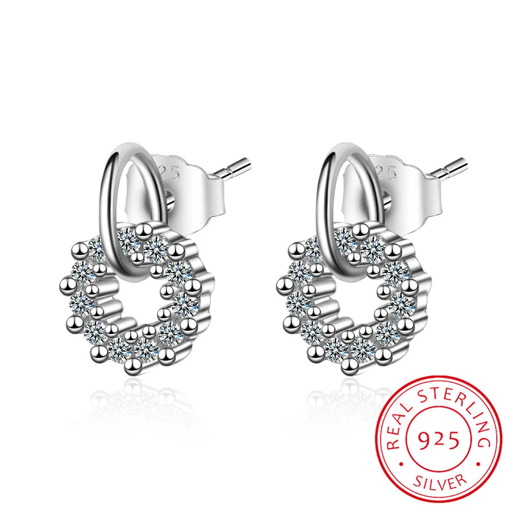 Classic Round Circle Small Stud Earrings For Women Girls Bijoux 925 Sterling Silver Needle Fine Jewelry Pendientes All Match