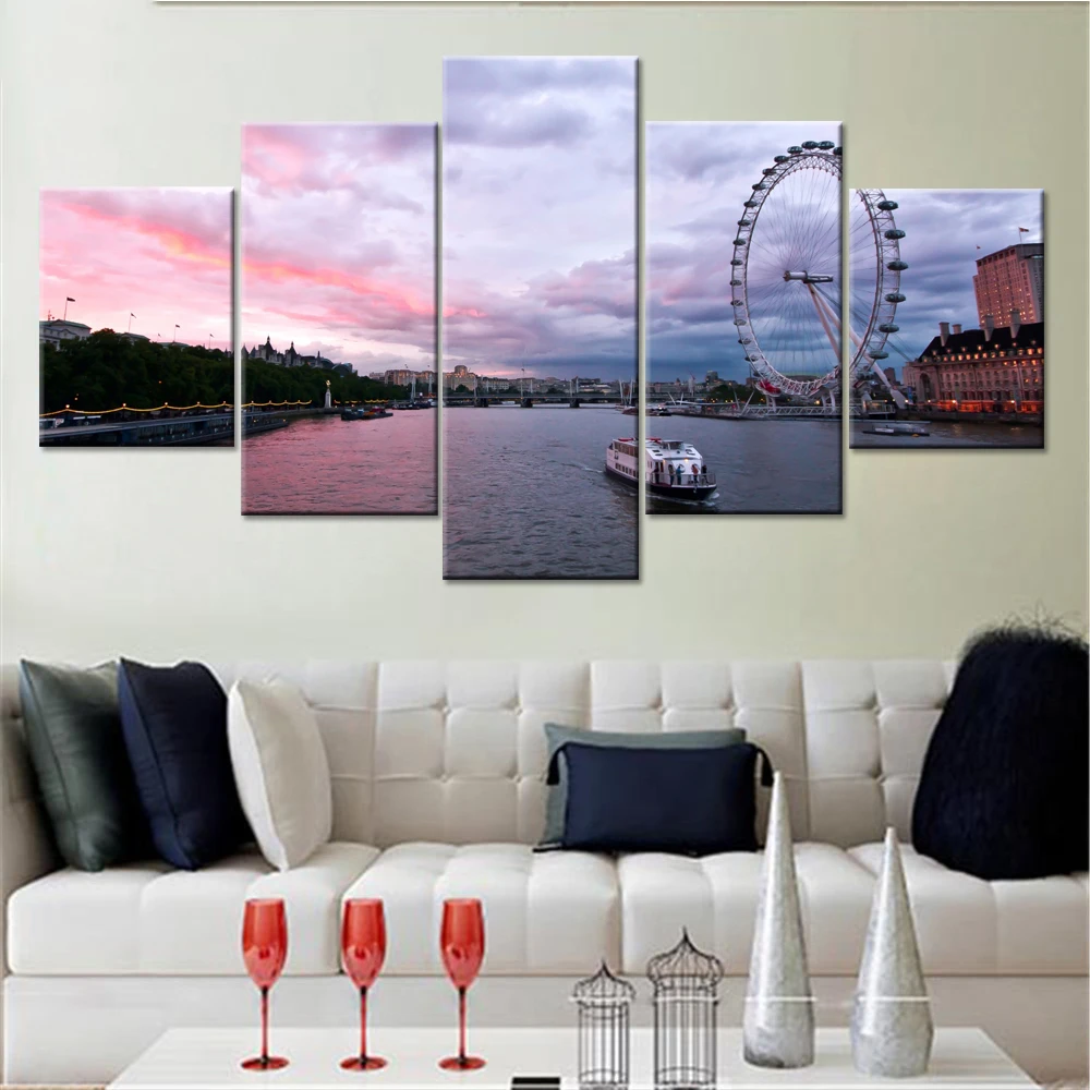 

Modern Decoration Canvas Art Prints Home Living Room Modular London Eye Maximum Ferris Wheel Wall Pictures Hd Framework Painting