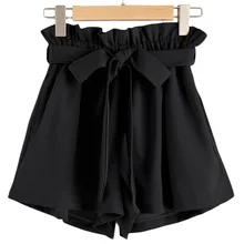 Новые популярные женские мини шорты сплошной цвет оборки с ремешками на талии повседневные пляжные шорты для лета YAA99