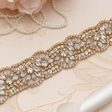 MissRDress Золотые кристаллы для свадебного платья Пояс ручной работы со стразами для невесты пояс стразы свадебный пояс для свадебного платья JK822