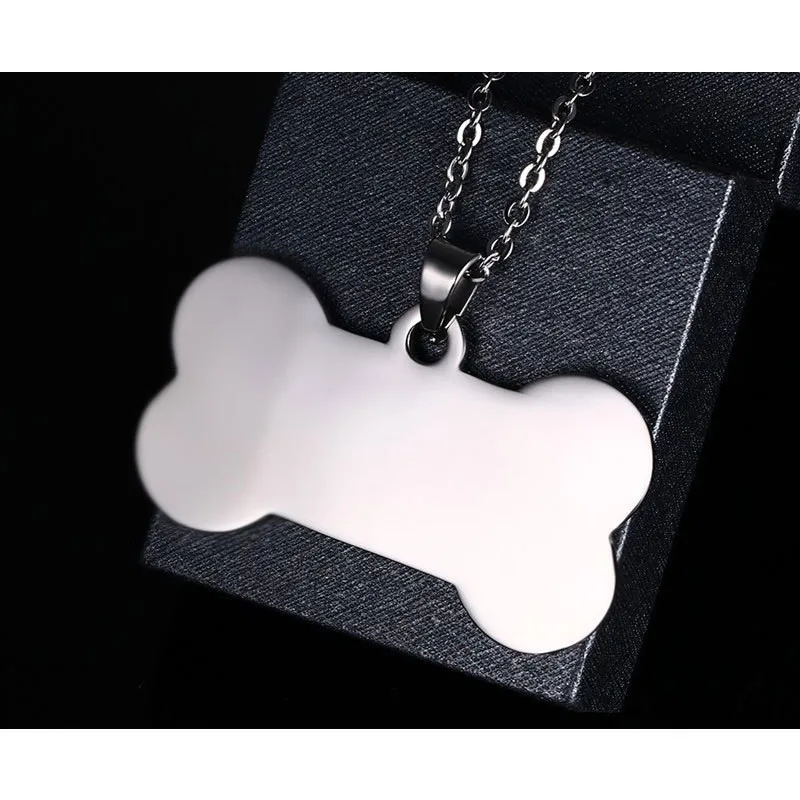 ZORCVENS Bone Shaped Pendant Necklace Stainless Steel Dog Tag Necklace Dotes On Pet Love Jewelry 5