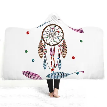 

Fashion Sugar Dream Catcher Hooded Blanket for Adult Floral Gothic Sherpa Fleece Wearable Throw Dream Catcher Blanket Microfiber