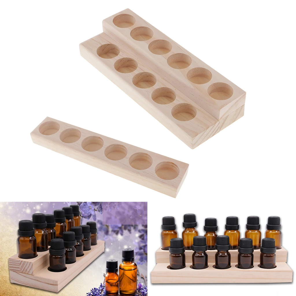 2Set Solid Wood Single Tier Aromatherapy Perfume Essential Oil Display Stand Storage Organizer Rack Holder for 5ml -15ml Bottles