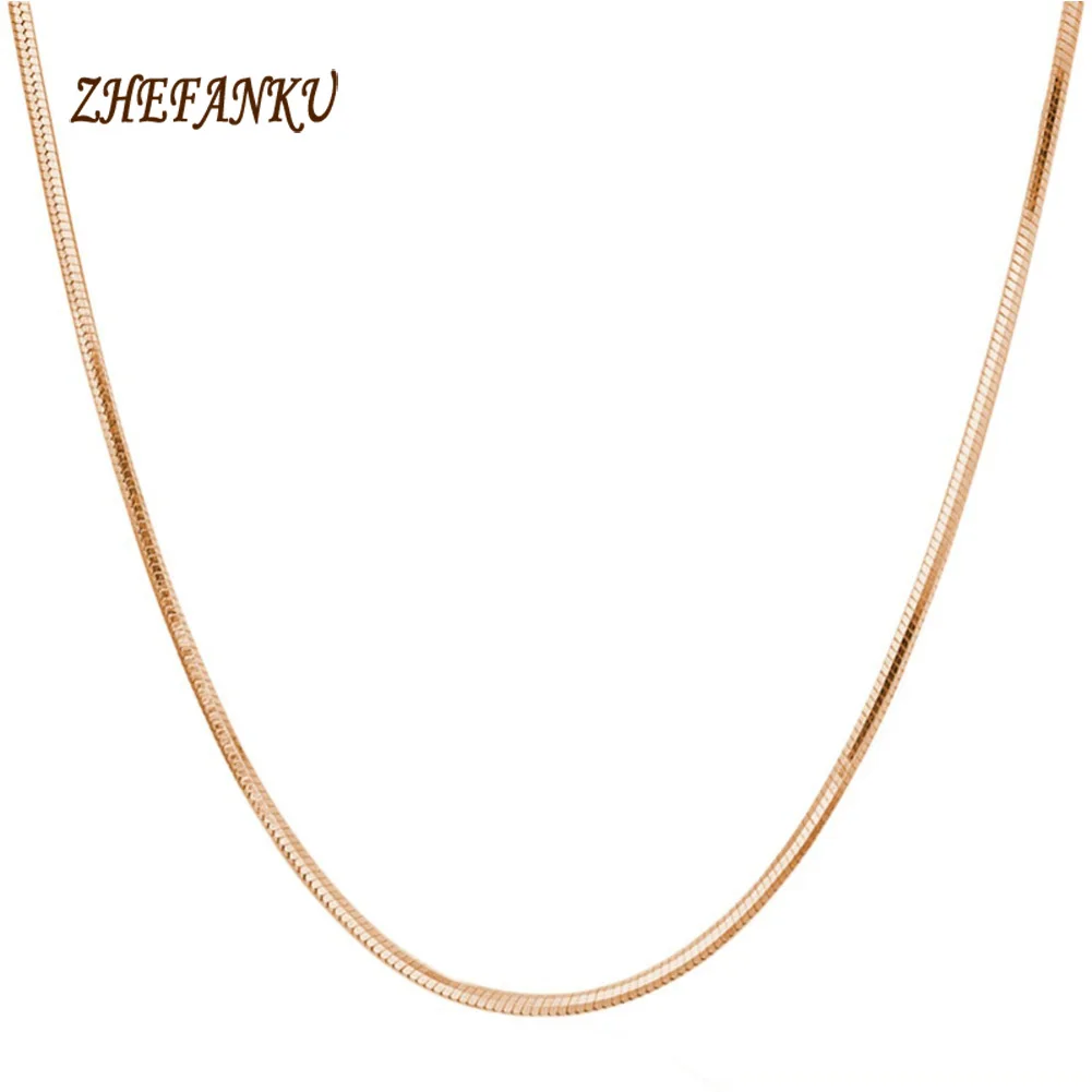 

Trendy Korean Style 2mm Round Snake Chain Necklace Gold color Jewelry Accessories