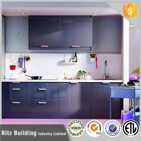 Estilo moderno de color púrpura mdf lacado alto brillo gabinete de