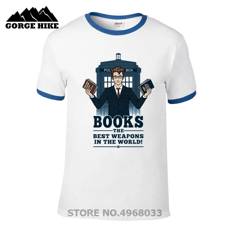 

Hot sale men fashion New Tops doctor who DR who books are the best weapons Tshirt best weapons t-shirt male tops hipster T shirt