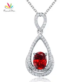 

Peacock Star 2 Carat Oval Cut Red Solid 925 Sterling Silver Pendant Necklace Jewelry CFN8016