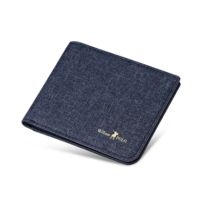 WilliamPolo Denim Wallet Men Short Purse Small Slim Wallet Bi fold Casual Style Male wallet Gift