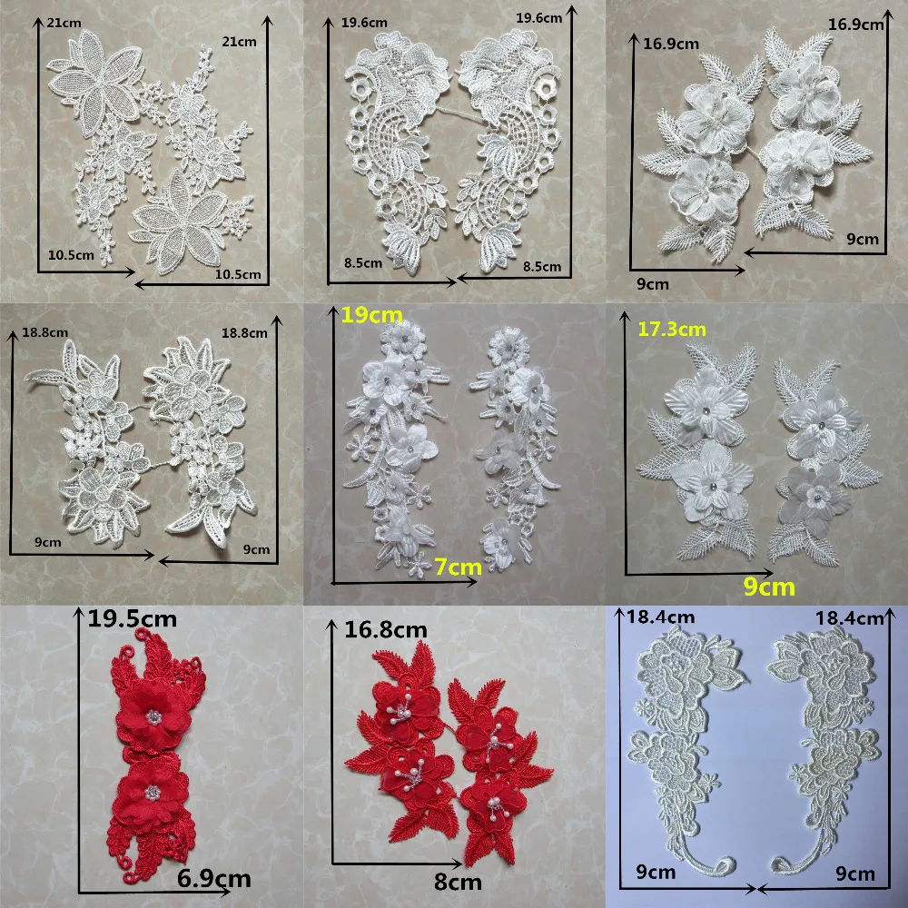 

white red lace applique Venise lace trim fabric craft embroidery sewing wedding dress decoration clothing bag hat accessory