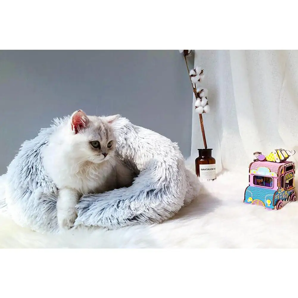 Pet Cat Dog Soft Warm Nest Kennel Bed Washable Deep Sleeping Bag Nest House For Small Dogs Cats Winter Warm Sleeping Bed Mat