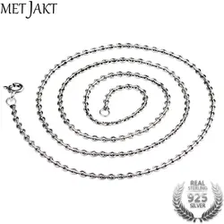 Metjakt классический 2.0 мм S925 серебро звено цепи Цепочки и ожерелья Fit Подвеска Шарм для Для женщин Для мужчин S925 ювелирный подарок 40 см 45 см 50 см