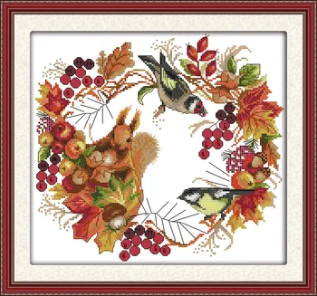 

Joy wreath Canvas DMC Counted Cross Stitch Kits printed Cross-stitch set Embroidery Needlework