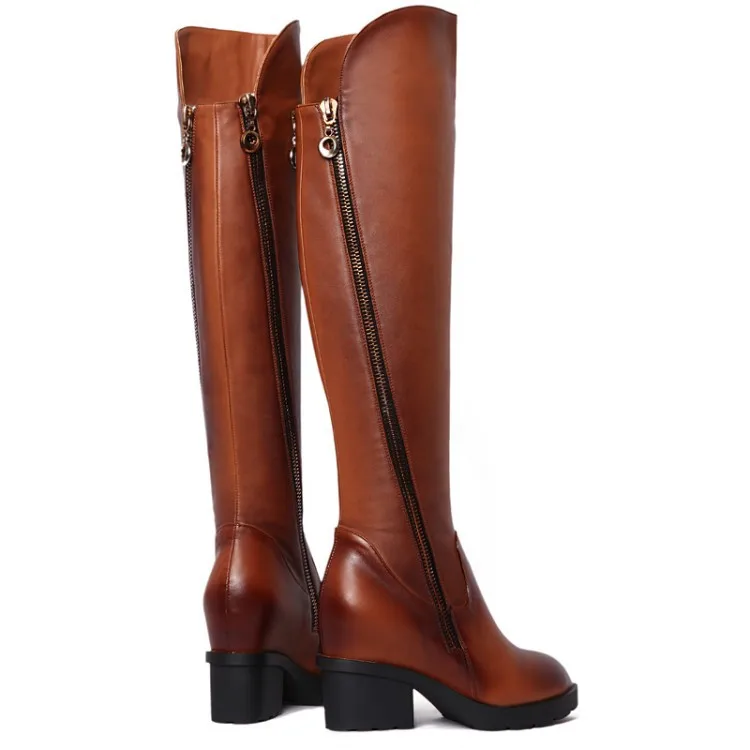 knee high leather boots high heel