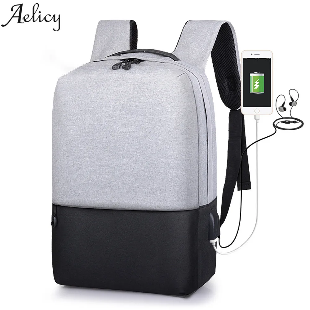 

Aelicy Anti-theft Backpack USB Charging Men Laptop Backpacks For Teenagers Male Mochila Travel School Bag With USB Charger