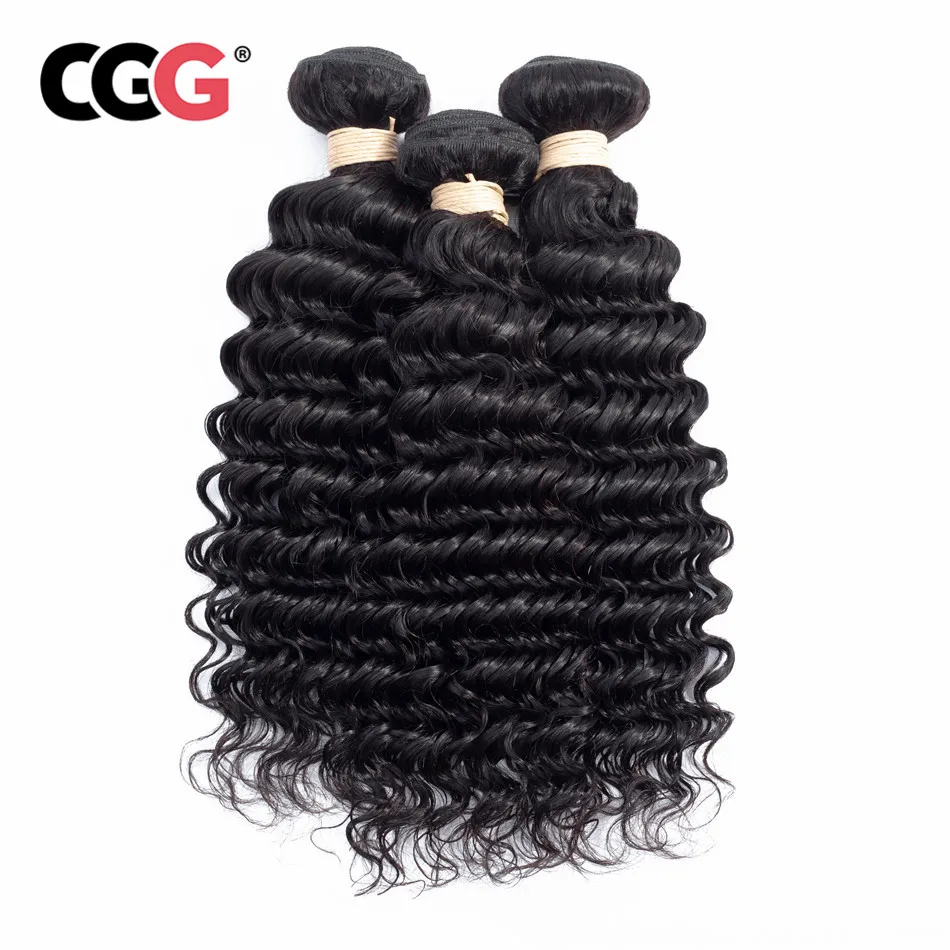 

CGG Hair 3 Pcs Peruvian Deep Wave Non-Remy 100% Human Hair Weaves Bundles Natural Color Hair Extensions Free Shipping No Smell