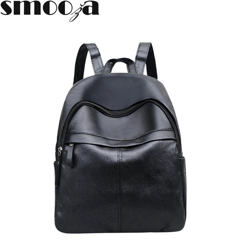 

SMOOZA Women Backpack New Fashion Casual PU Leather Female feminine backpack for teenage school bag solid backpack Dropshipping