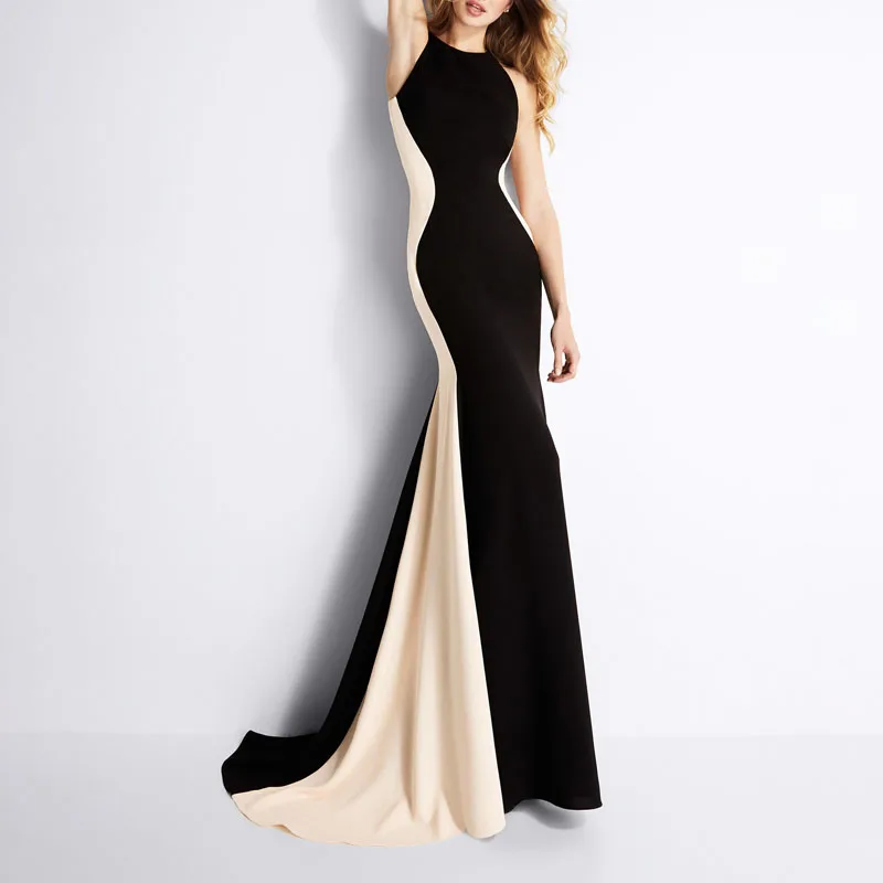 

Summer Holiday Ladies Prom Cocktail Round Neck Sleeveless Big Pendulum Floor-length Dress