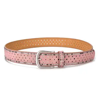 

Ladies Belt Rhinestone Rivet Inlaid Alloy Pin Buckle Pink Belts Fashion Casual With Jeans Waist Riem Cinto Feminino Ceinture