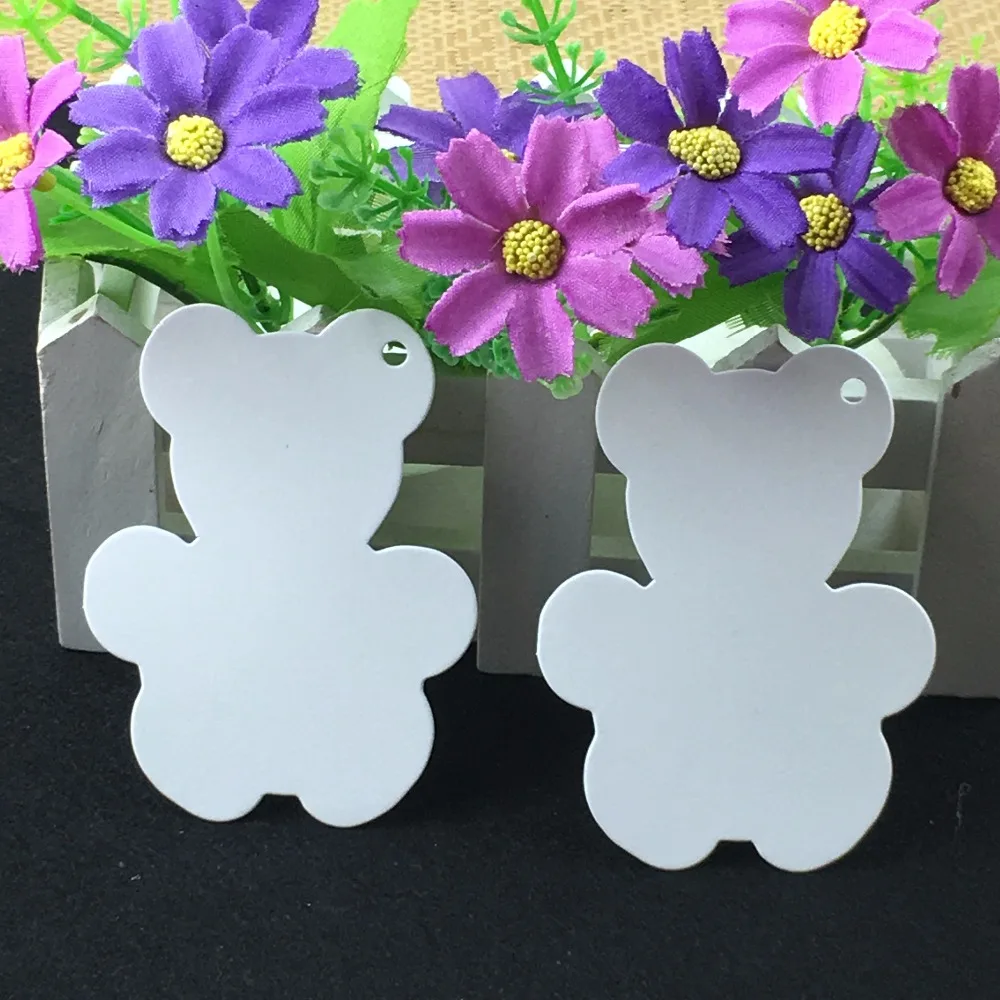 200PCS/Lot 8*6cm White Cardboard Lovely Bear Shape Price Hang Tags Blank Jewelry Tag Gift Label Head Card DIY Accept Custom Logo | Дом и сад