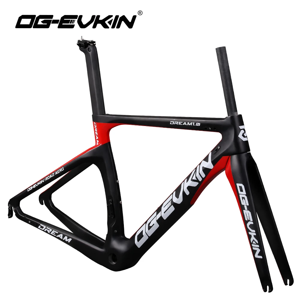 

2018 T1000 Carbon Bike Road Frame UD Matte BSA Bicycle Frameset Carbon Road UD Di2 And Mechanism Headset 1-1/8" 1-1/2" OG-EVKIN