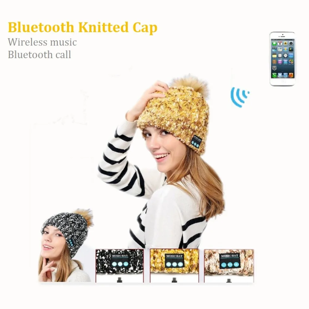 

Wireless Bluetooth Cap Men Woman Knitted Hat With Stereo Headphone and Mic Couple Hat Chapeau for Autumn Winter Outdoor Sports