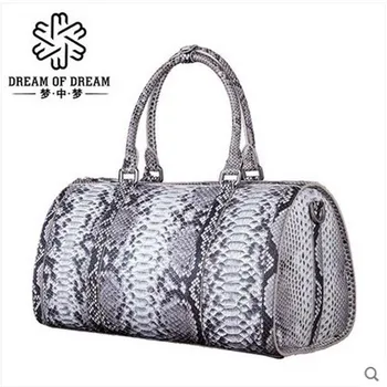

mengzhongmeng Python skin Male money bag handbag Travel bag Travel bag luggage Big men boston bag