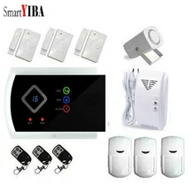 SmartYIBA GSM Autodial House Office Burglar Intruder Alarm System Gas Smoke Fire Sensors Spanish Russian French Cezch Voice