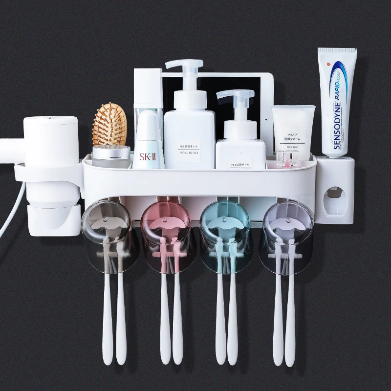 

Multi-function Magnetic Adsorption Toothbrush Holder Inverted Cup Wall Mount Bathroom Cleanser Storage Rack Bathroom Accessories