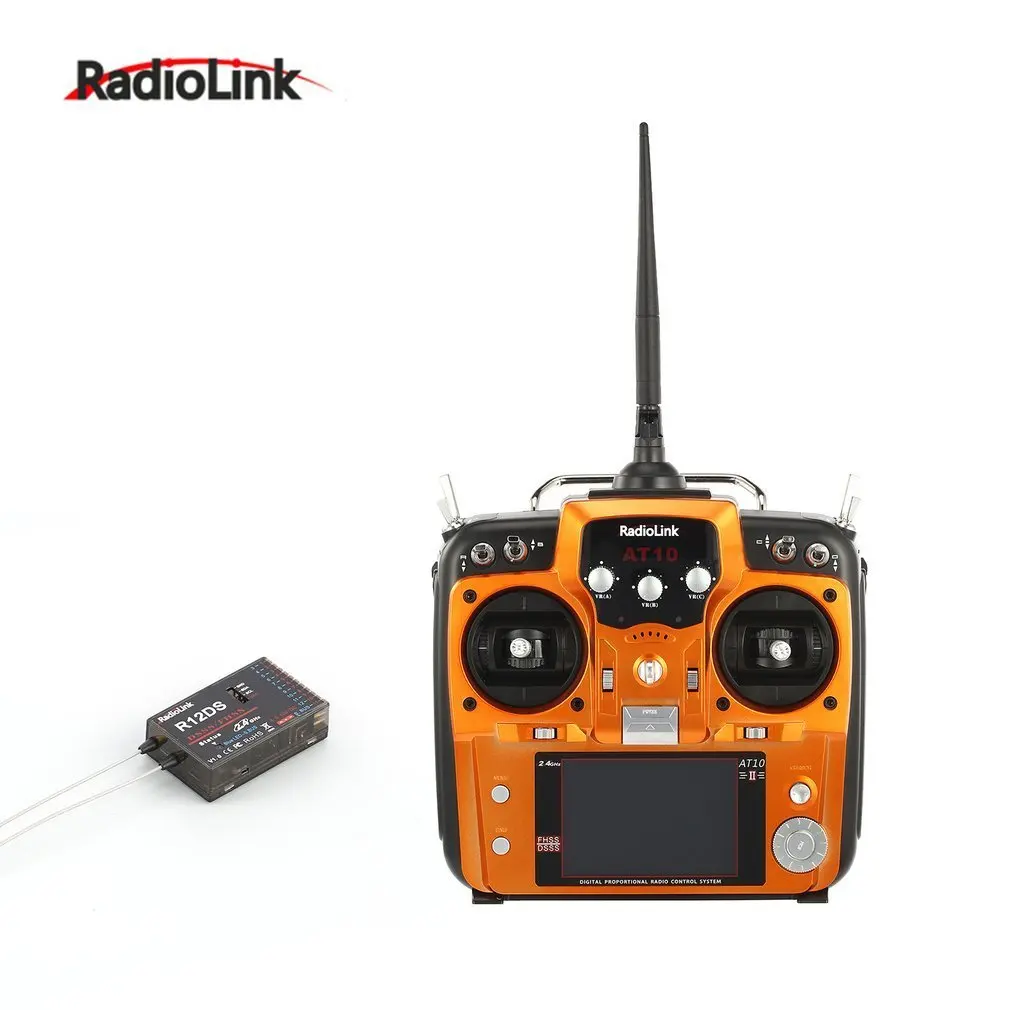 

Radiolink AT10II 2.4G 12CH Transmitter Remote Control with R12DS Receiver RPM-01 Voltage Return Module for RC Drone Quadcopter