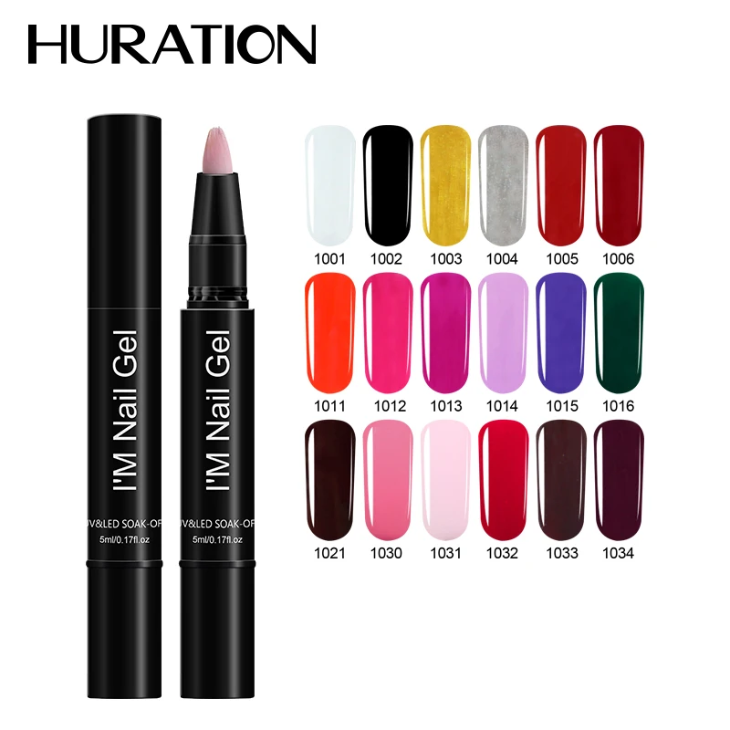 

Huration Hot Sale 5ml Pen Gorgeous UV Polish Gel Lacquer Pen Soak UV LED Lamp 35 Colors Nail Gel Polish Manicure Varnish Pen Art