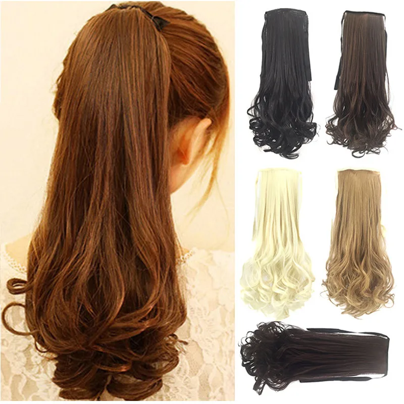 

New wigs cospay 45cm Women's Wig Long Straight Hair Ponytails Girls Seamless Hair Extension Rope 0925