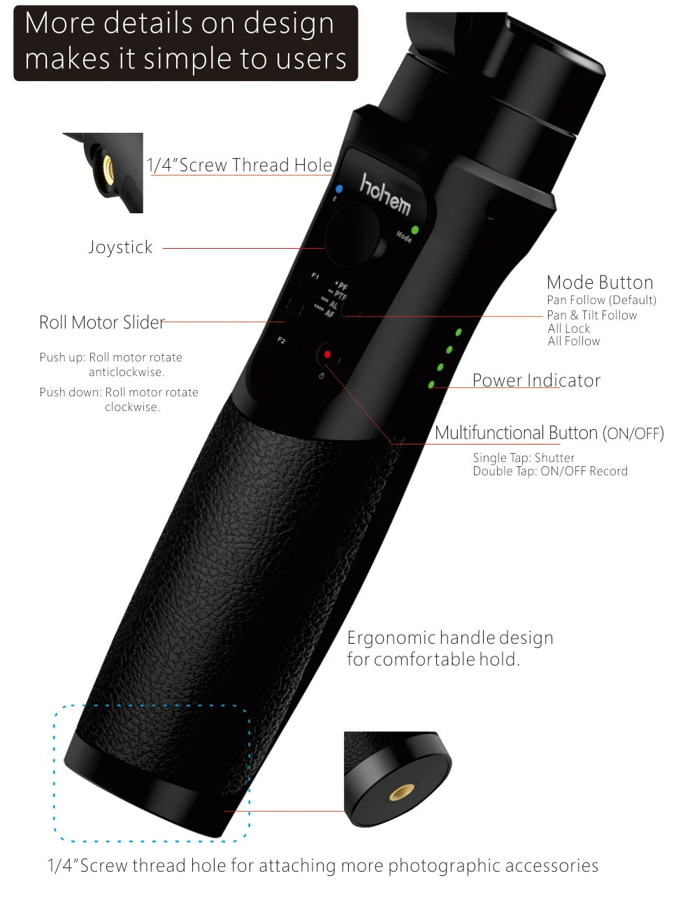 Hohem iSteady Pro 2 3-осевой портативный монопод с шарнирным замком для DJI Osmo экшн Камера стабилизатор для экшн-камеры GoPro Hero 7/6/5/sony RX0 спортивные Камера